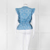 Carolina K Sky Blue White Bird & Blossom Print Sleeveless Top