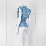 Carolina K Sky Blue White Bird & Blossom Print Sleeveless Top