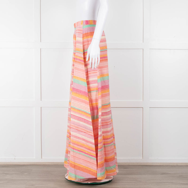 Emporio Sirenuse Orange, Pink and Green Stripe Maxi Skirt