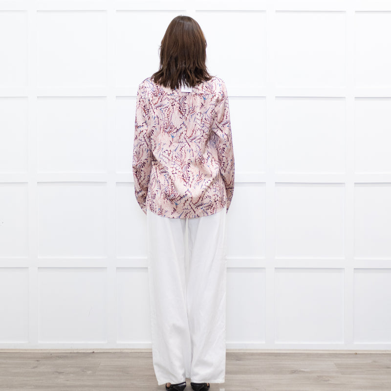 Dea Kudibal Floral Outline Red and Blue Silk Blouse