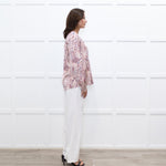 Dea Kudibal Floral Outline Red and Blue Silk Blouse