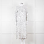 Iris White Black Triangle Print Frill Detail Midi Dress