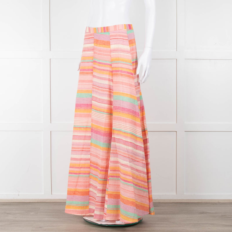 Emporio Sirenuse Orange, Pink and Green Stripe Maxi Skirt