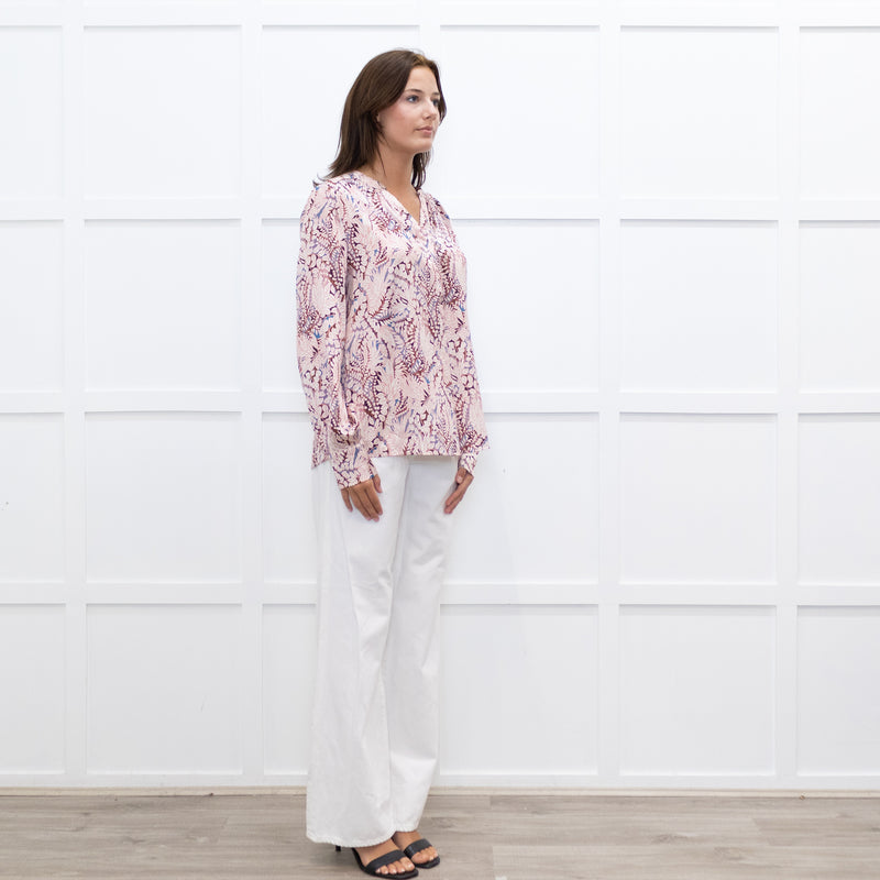 Dea Kudibal Floral Outline Red and Blue Silk Blouse