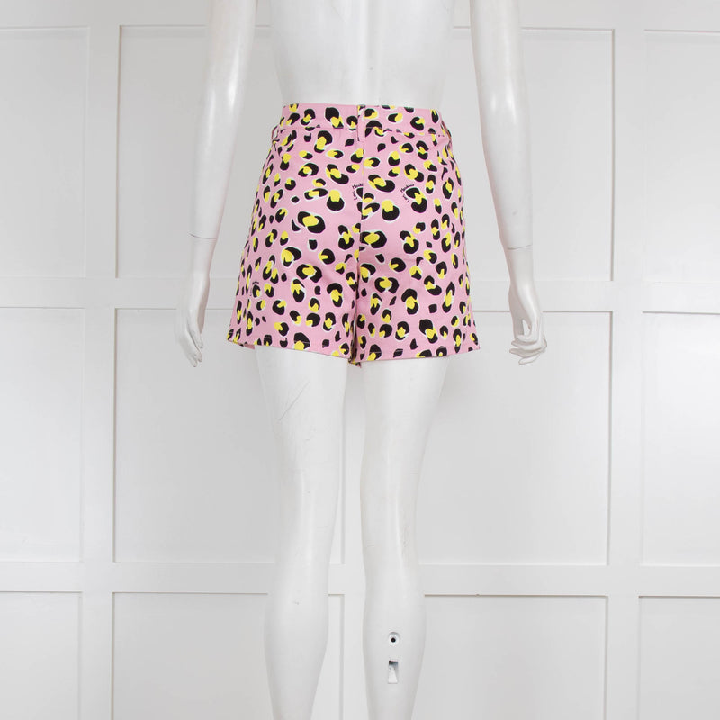 Love Moschino Pink & Yellow Animal Print Shorts