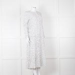 Iris White Black Triangle Print Frill Detail Midi Dress