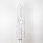 Iris White Black Triangle Print Frill Detail Midi Dress
