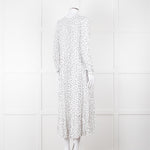 Iris White Black Triangle Print Frill Detail Midi Dress