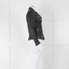 Muubaa Black Leather Knit Panel Sleeve Biker Jacket