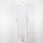 Iris White Black Triangle Print Frill Detail Midi Dress