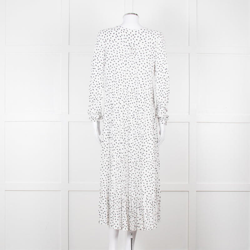 Iris White Black Triangle Print Frill Detail Midi Dress