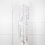 Iris White Black Triangle Print Frill Detail Midi Dress
