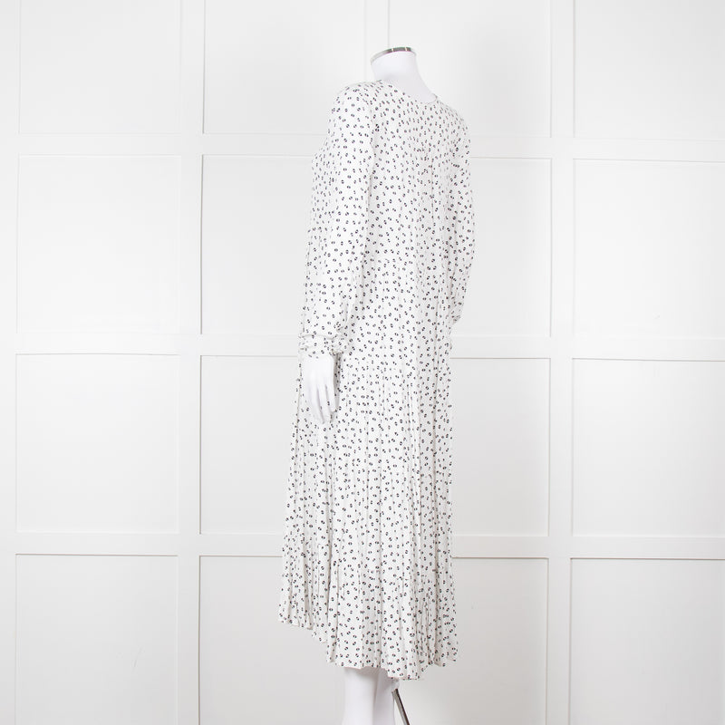 Iris White Black Triangle Print Frill Detail Midi Dress