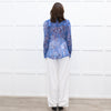 Moliin Blue Patterned Blouse with Smocked Cuffs