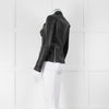 Muubaa Black Leather Knit Panel Sleeve Biker Jacket