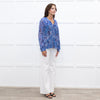 Moliin Blue Patterned Blouse with Smocked Cuffs