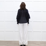Maje Black White Polka Dot Top With Tiered Sleeve