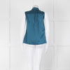 Max Mara Studio Teal Tie Neck Sleeveless Silk Top