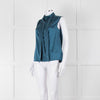 Max Mara Studio Teal Tie Neck Sleeveless Silk Top