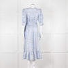 Sandro Pale Blue White Black Paisley Print Wrap Silk Dress