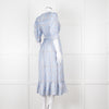 Sandro Pale Blue White Black Paisley Print Wrap Silk Dress
