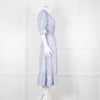 Sandro Pale Blue White Black Paisley Print Wrap Silk Dress