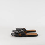 Chloe Black Leather Twist Candice Flat Slide Sandals