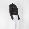 Michael By Michael Kors Black Pinstripe Leather Sleeve Zip Jacket