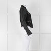 Michael By Michael Kors Black Pinstripe Leather Sleeve Zip Jacket