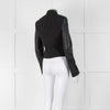 Michael By Michael Kors Black Pinstripe Leather Sleeve Zip Jacket