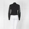 Michael By Michael Kors Black Pinstripe Leather Sleeve Zip Jacket