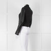 Michael By Michael Kors Black Pinstripe Leather Sleeve Zip Jacket