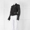 Michael By Michael Kors Black Pinstripe Leather Sleeve Zip Jacket