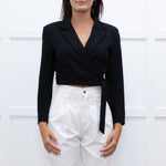 Ba&Sh Black Cropped Tie Waist Jacket