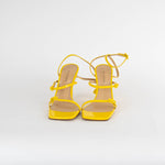 Paul Andrew Slinky Yellow Patent Leather Strappy Heel Sandals