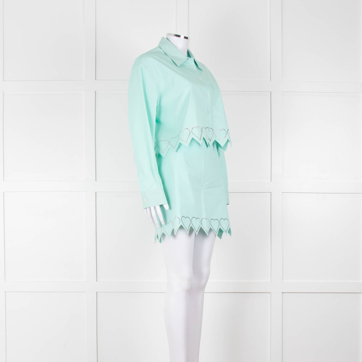Mach & Mach Turquoise With Diamante Heart Trim Skirt and Shirt Co-ord