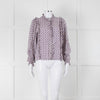 The New Society White Purple Frill Trim Long Sleeve Top