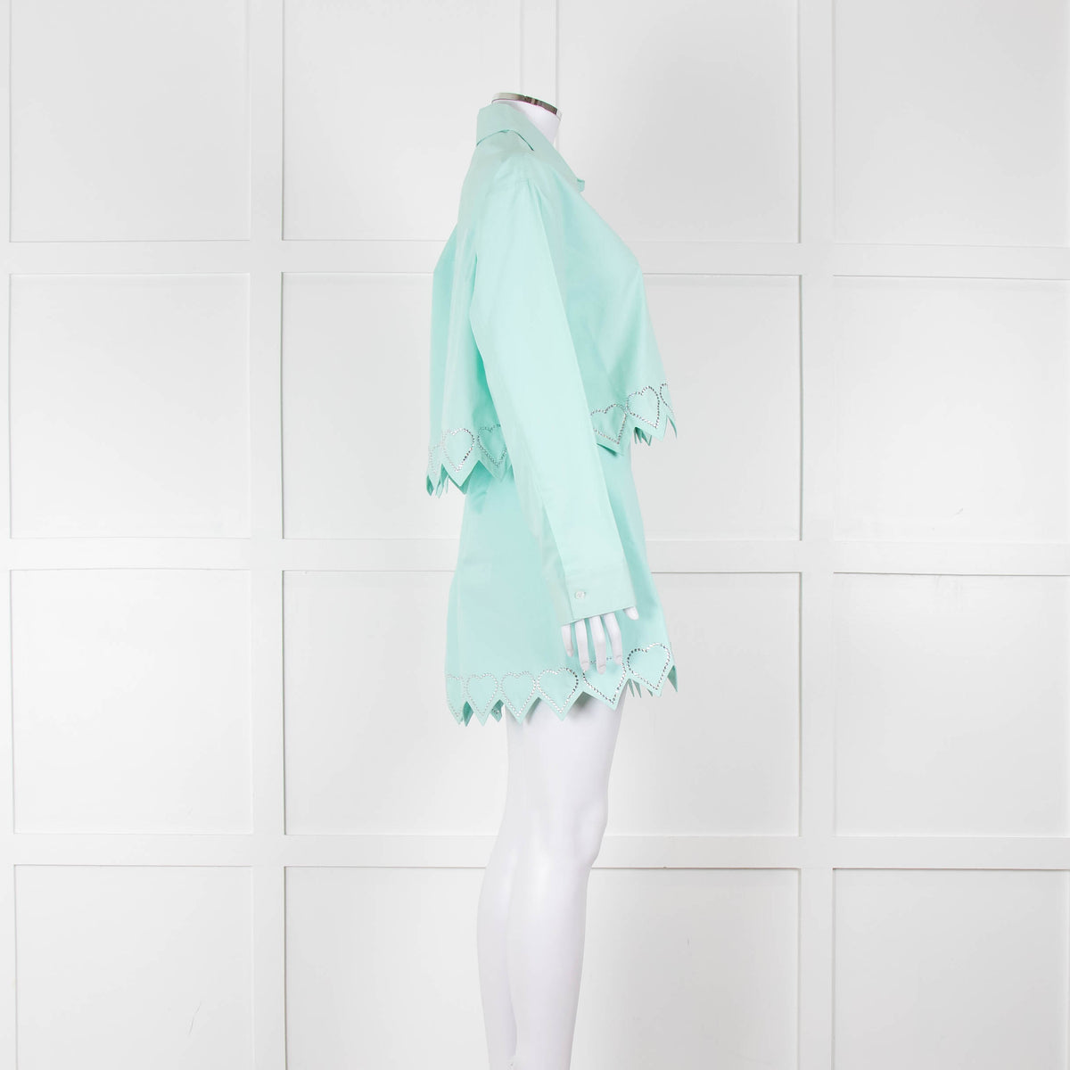 Mach & Mach Turquoise With Diamante Heart Trim Skirt and Shirt Co-ord