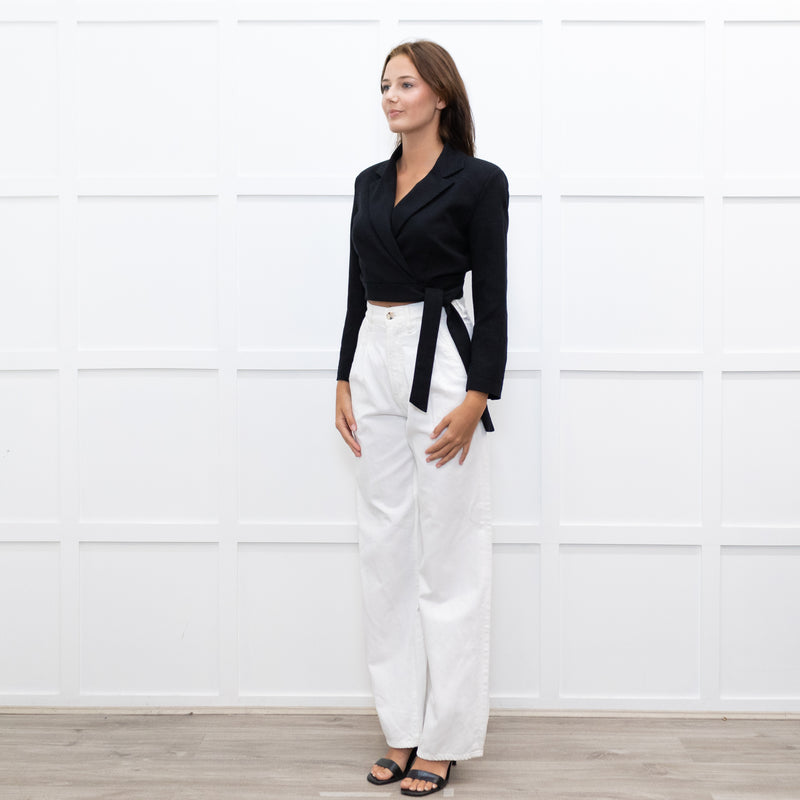 Ba&Sh Black Cropped Tie Waist Jacket