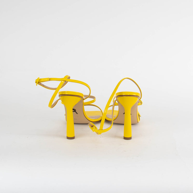 Paul Andrew Slinky Yellow Patent Leather Strappy Heel Sandals
