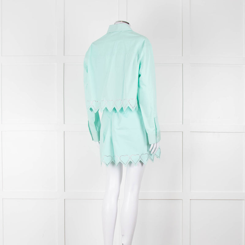 Mach & Mach Turquoise With Diamante Heart Trim Skirt and Shirt Co-ord