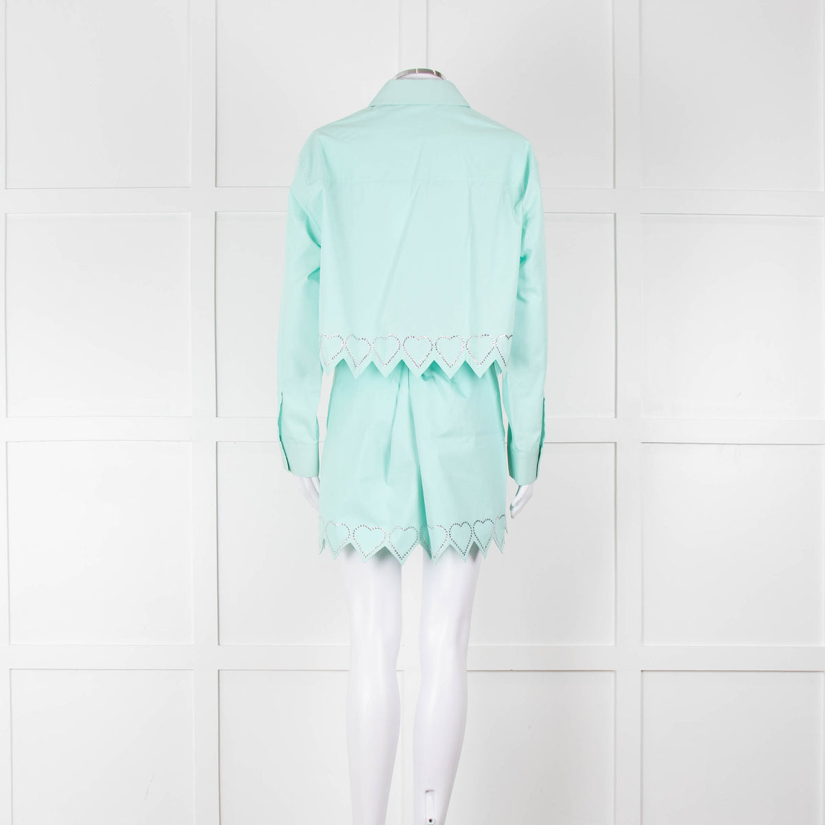 Mach & Mach Turquoise With Diamante Heart Trim Skirt and Shirt Co-ord