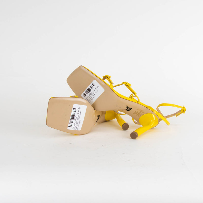 Paul Andrew Slinky Yellow Patent Leather Strappy Heel Sandals