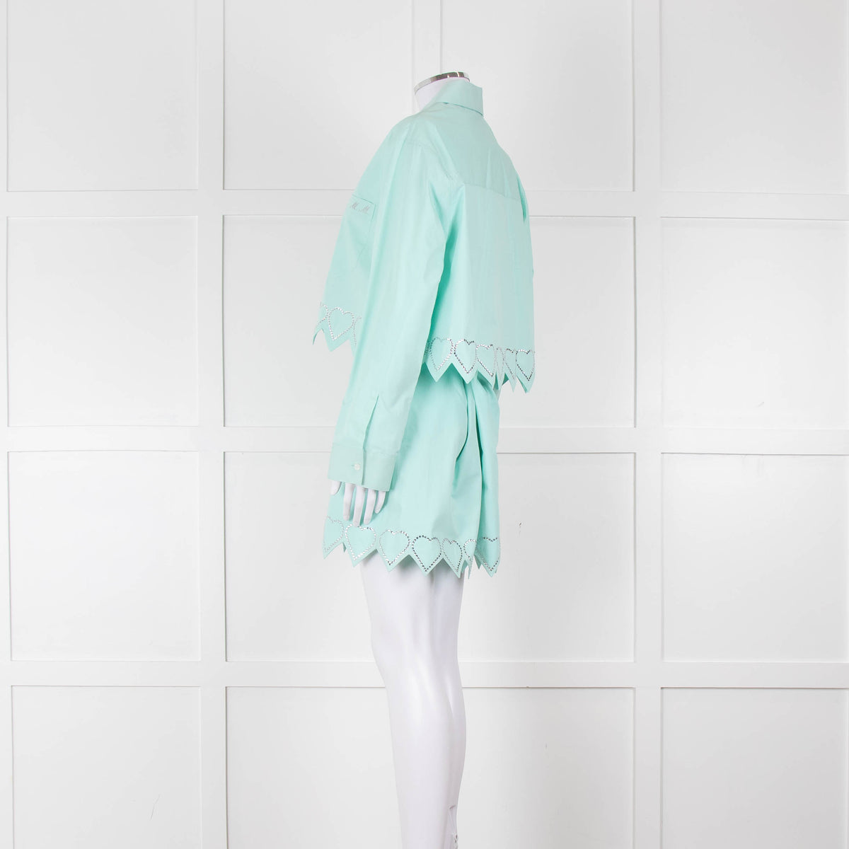 Mach & Mach Turquoise With Diamante Heart Trim Skirt and Shirt Co-ord