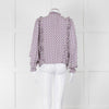 The New Society White Purple Frill Trim Long Sleeve Top