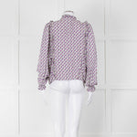 The New Society White Purple Frill Trim Long Sleeve Top