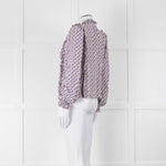 The New Society White Purple Frill Trim Long Sleeve Top