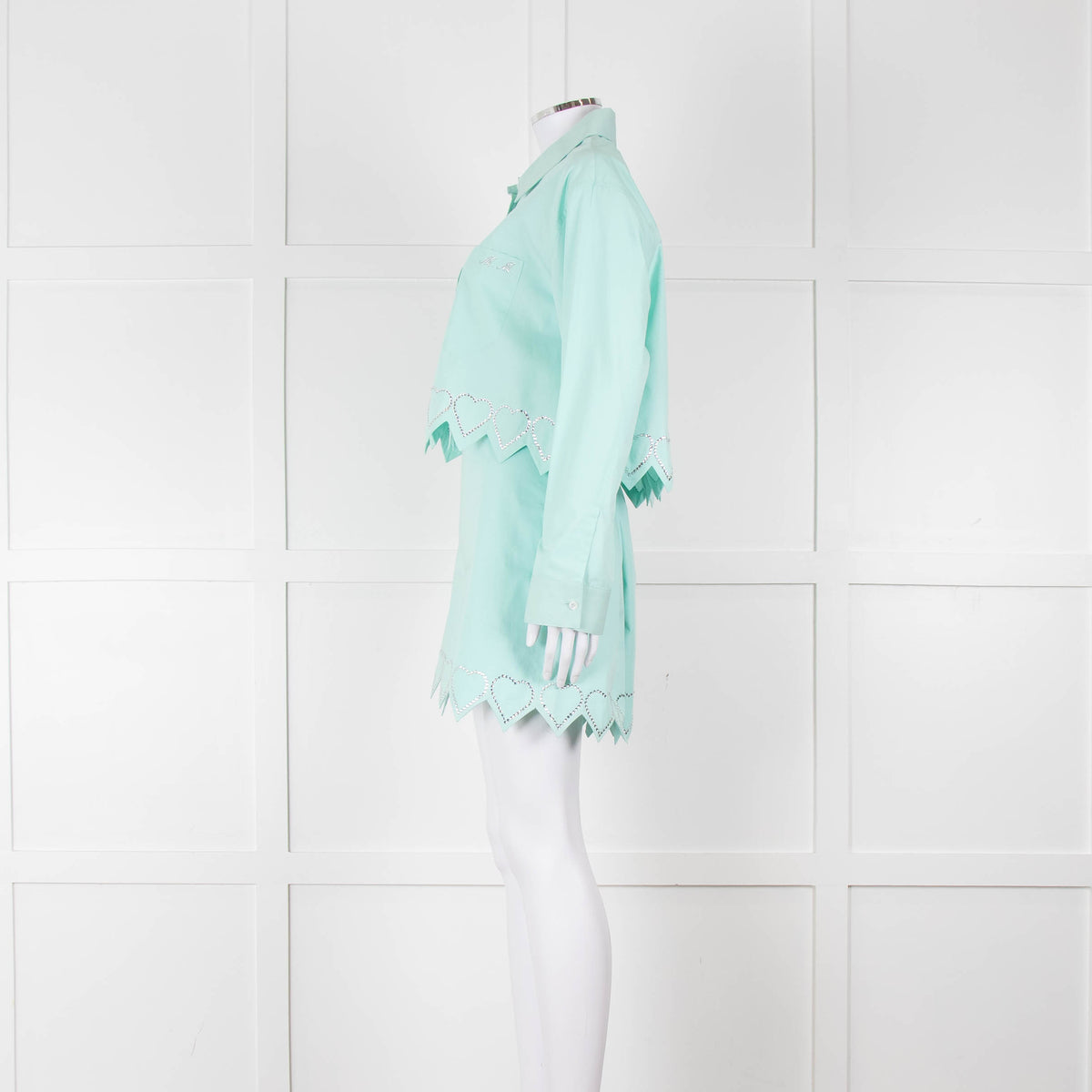 Mach & Mach Turquoise With Diamante Heart Trim Skirt and Shirt Co-ord