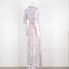 Berenice Pale Pink Blue Floral Frill Detail Wrap Dress