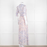 Berenice Pale Pink Blue Floral Frill Detail Wrap Dress